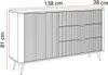 A line drawing of a dresser with dimensions indicated. Produktbild-Vorschau