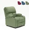 A green recliner chair is shown in the center of the image, with three smaller chairs in different colors (red, blue, and green) displayed in the upper right corner. Voir les images du produit