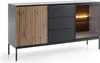 Moderne Geriffelte Kommode LAGOS K2D3SZ Schwarz Eiche Wotan Produktbild-Vorschau 4