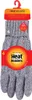 A pair of grey marl knitted gloves with a red and orange branded tag and hanger. Produktbild-Vorschau
