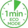 A green circular icon with text indicating '1 min ECO MODE' and a clock face graphic. Produktbild-Vorschau