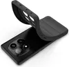 A black phone case is shown partially covering a black smartphone. Produktbild-Vorschau