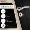 A close-up of a door handle set with a list of included items. Produktbild-Vorschau