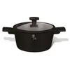 A black pot with a glass lid and handles, shown from the front on a white background. Podgląd zdjęcia produktu