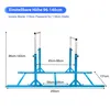 A diagram of a blue gymnastics bar with dimensions and height adjustments indicated. Anteprima dell’immagine prodotto