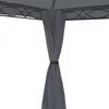 A close-up view of a gray curtain hanging from a pergola frame. Náhľad obrázku produktu
