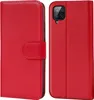 A red book-style phone case is shown open and closed. Produktbild-Vorschau
