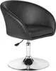 A black leather-look armchair with a chrome base and adjustable height. Produktbild-Vorschau