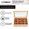 Premium Holz Teebox 12 Fächer mit Sichtfenster & Schublade Produktbild-Vorschau 3