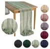 MEBLE ODNOWA BOHO Tischläufer aus Gaze Olivgrün 90×300 cm – Produktbild-Vorschau 1