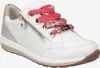 A white sneaker with pink floral laces and a side zipper. Produktbild-Vorschau