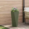 vidaXL Bac à plantes Olive Vert 30 x 30 x 75 cm Acier Voir les images du produit 2