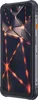 A side view of a black rugged smartphone with an abstract orange and black wallpaper. Podgląd zdjęcia produktu