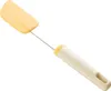 A silicone spatula with a metal rod and a beige handle is shown against a white background. Podgląd zdjęcia produktu