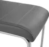 Close-up of a gray upholstered seat with metal legs. Voir les images du produit