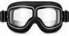 Paar schwarze Retro-Motorradbrillen mit klaren Gläsern und genähtem Lederrahmen, verstellbar Anteprima dell’immagine prodotto