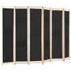 vidaXL 6-teiliger Raumteiler Schwarz 240 x 170 x 4 cm Stoff Produktbild-Vorschau 2