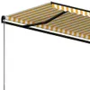 A retractable awning with yellow and white stripes, mounted on a black frame. Náhľad obrázku produktu