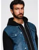 Ombre jeansjas met gebreide mouwen en capuchon, Productafbeelding-voorbeeld 22