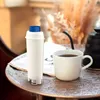 A water filter cartridge and a cup of coffee on a table. Produktbild-Vorschau