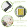Collage of images showing a white deep box frame with yellow backing and letter tiles, a close-up of a frame corner, and a room decorated with framed pictures. Produktbild-Vorschau