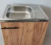 A stainless steel sink and cabinet with a wood-like finish. Produktbild-Vorschau
