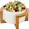 Wilmax Schüssel 18 cm Weiß Porzellan mit Bambusständer Set Produktbild-Vorschau 5