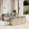 7-tlg. Garten-Sofagarnitur mit Kissen Beige Poly Rattan Produktbild-Vorschau 2