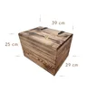 A wooden chest with dimensions indicated by measurement lines and text. Náhled obrázku produktu