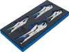 A set of four locking pliers arranged in a foam insert within a toolbox or storage tray. Náhled obrázku produktu