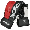 A pair of red, black, and white MMA sparring gloves. Voir les images du produit