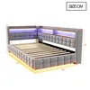 A bed with LED lighting and storage, shown with dimensions indicated. Anteprima dell’immagine prodotto
