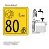 A noise label and an instructional diagram for a pump. Produktbild-Vorschau
