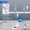 Comparison of two different faucet installation methods, highlighting the advantages of the featured product. Podgląd zdjęcia produktu