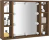 vidaXL Zrcadlová skříňka s LED hnědý dubový vzhled 76x15x55 Náhled obrázku produktu 4