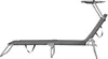 A side view of a dark gray chaise lounge with a sunshade, isolated on a white background. Produktbild-Vorschau