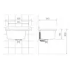 Technical drawing of a sink with dimensions indicated. Náhled obrázku produktu