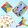 Drevené tangramové puzzle pre deti – farebná sada v kovovej Náhľad obrázku produktu 9