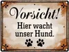 Vorsicht Hier wacht unser Hund Metallschild in 15x20 cm Produktbild-Vorschau 1