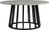 A round coffee table with a concrete-look top and a black metal base. Podgląd zdjęcia produktu
