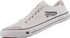 A single white canvas sneaker shown from a side-diagonal angle against a white background. Voir les images du produit