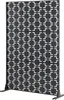 A black metal privacy screen with a geometric pattern, standing on a white background. Náhľad obrázku produktu