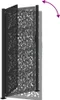A black metal garden gate with a leaf pattern, shown partially open. Náhled obrázku produktu