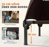 Close-up of a dog bed's leg and frame, with inset images showing airflow and the bed elevated from wet ground. Anteprima dell’immagine prodotto