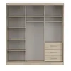 An empty wardrobe interior with shelves, drawers, and a hanging rail. Voir les images du produit