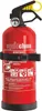 A red fire extinguisher with safety instructions and labels. Produktbild-Vorschau