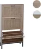 A shoe cabinet with rattan fronts and multiple compartments. Anteprima dell’immagine prodotto