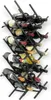 A black metal wine rack filled with wine bottles, displayed against a white background. Náhled obrázku produktu
