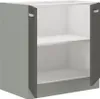Meuble bas de cuisine deux portes 80 cm RONG - gris / gris Voir les images du produit 2