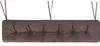 A long, tufted brown bench cushion with ties hanging from the top. Náhled obrázku produktu
